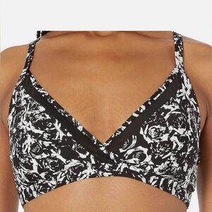 DKNY Black and White Floral Swimwear Bra NWT XXL